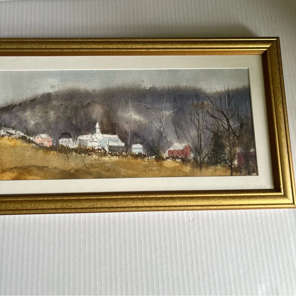 Original Framed watercolor by Marion Killacky of Village in Mountains - Picture 5 of 5